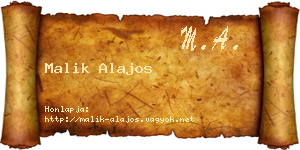 Malik Alajos névjegykártya